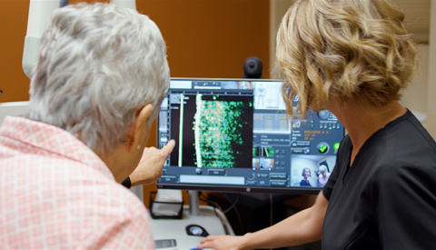Patient and Provider viewing skin cancer test screen
